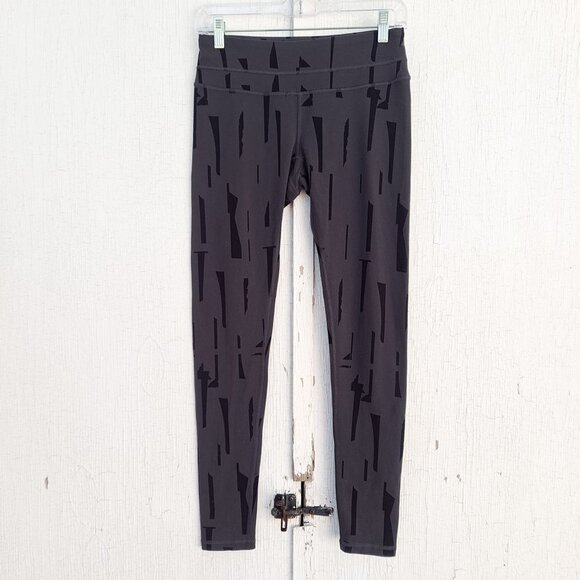 Lucy Gray and Black Leggings‎ Abstract Full Length Athletic Pants - Picture 1 of 6
